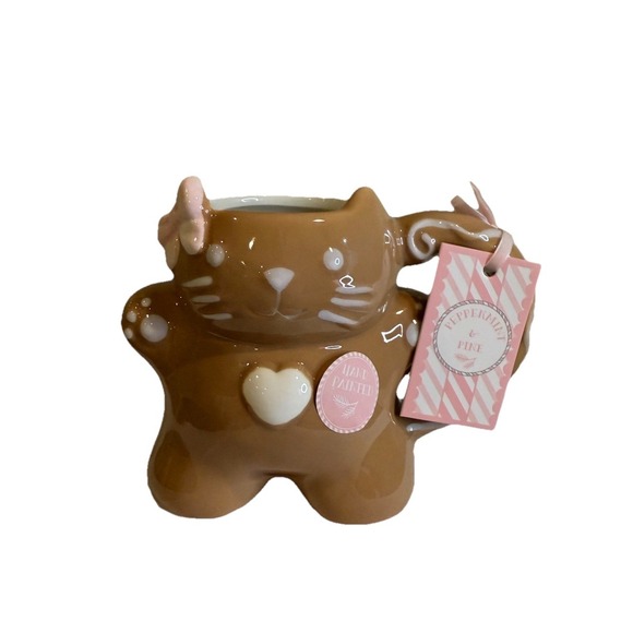 Other - NEW Peppermint And Pine Gingerbread Cat Holiday Figural Mug Christmas 2025 Kitty